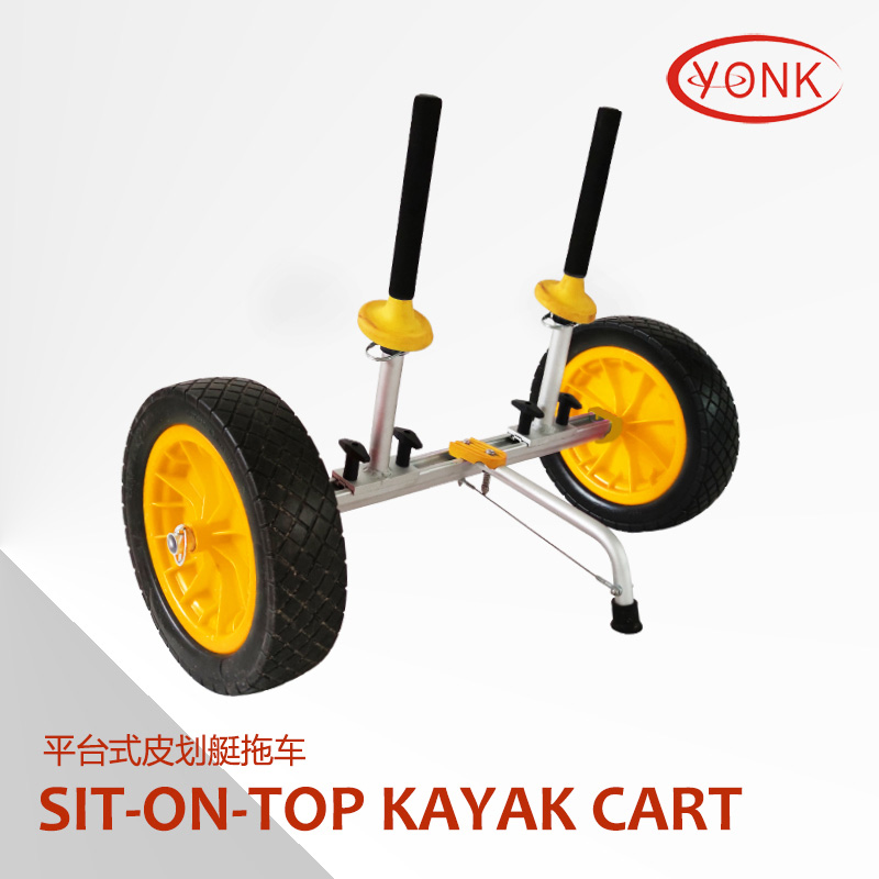 Y02217D Sit-On-Top Kayak Cart Dolly Scupper Kayak Trolley with 12” All Terrain Airless Wheels for Scupper Holes Plug-in Kayaks